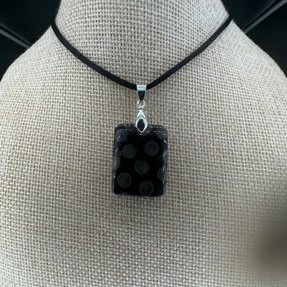 Black Polka Dot Pendant Necklace - Picture 6 of 13